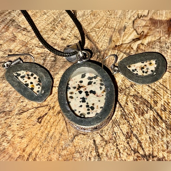 Dalmatian Jasper Pendant & Earrings Set - Picture 4 of 5